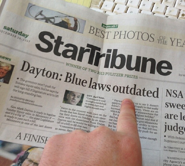 Governor Mark Dayton says repeal Sunday liquor sales